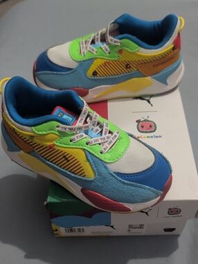 Puma Cocomelon Kids Sneakers - Blue, Green & Yellow. Little Kids/Toddler Sz 10